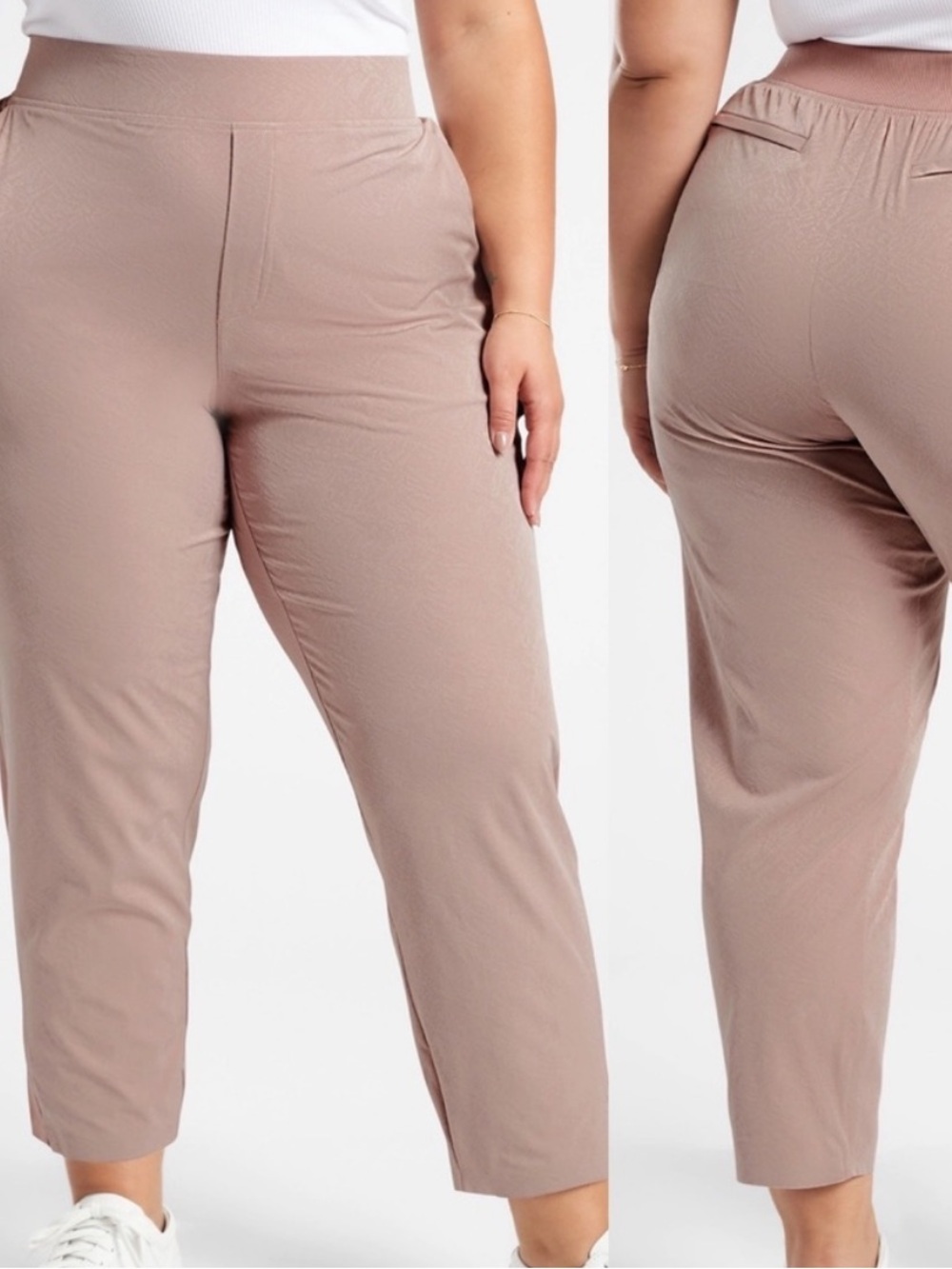 Athleta Brooklyn Textured Ankle Pants Womens 18 Grain Camo Mocha Latte